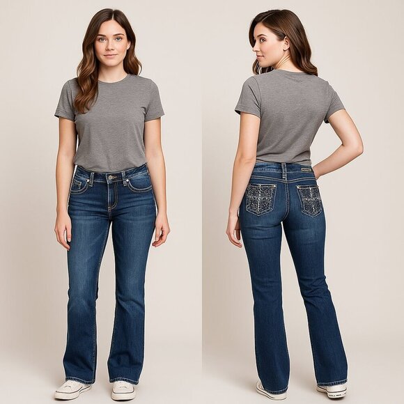 πβ¨ MISS CHIC Vintage Womenβs Low-Rise Bootcut Jeans - Size 5 β¨π - Picture 4 of 16